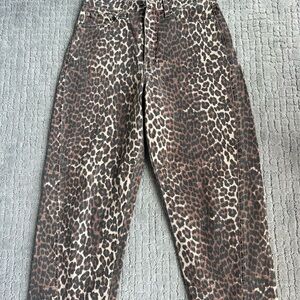 Daze Leopard Print Women's Barrel Jeans